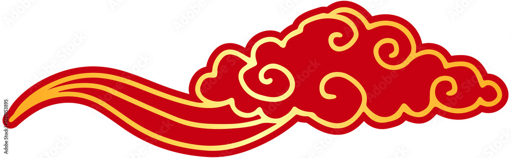 Obraz premium Oriental Red and Gold Cloud
