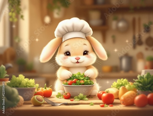 chef with rabbit