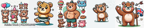 vector brown bear acting cute and excited