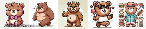 vector brown bear acting cute and excited