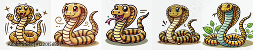 vector set of cute cobra snakes