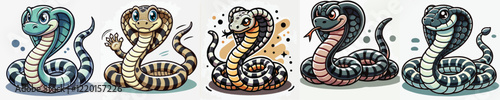 vector set of cute cobra snakes