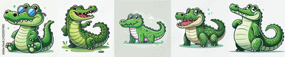 Fototapeta premium set of cute crocodile vectors
