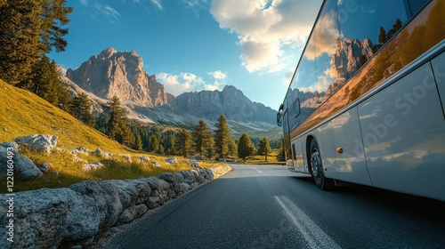 Scenic Mountain Road Trip: Bus Journey Through Majestic Alps