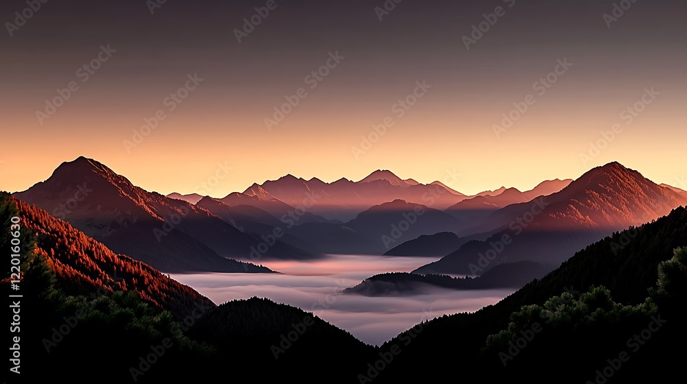 Sunrise mountain valley fog landscape scenic travel Sunrise mountain valley fog landscape scenic travel