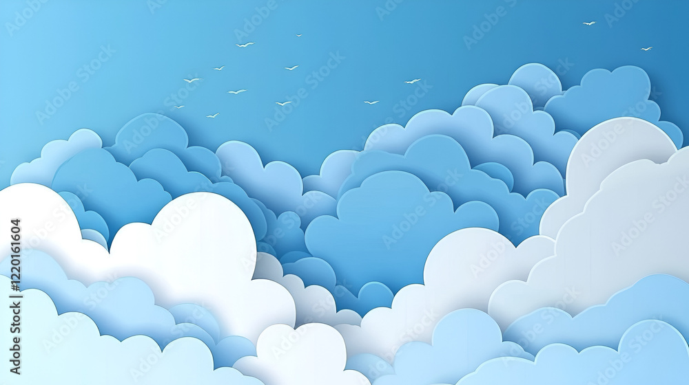 Cloud background pastel paper cut style vector Cloud background pastel paper cut style vector