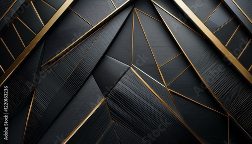 深みのあるダークグレーにゴールドが際立つ幾何学模様。エレガントで高級感のあるテクスチャ。
