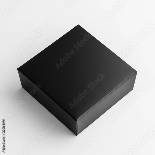 Square black box mockup on white background.