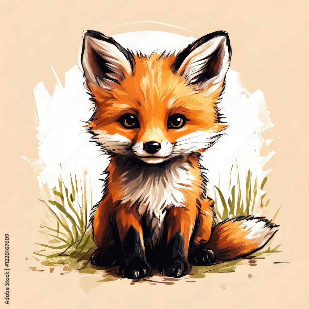 Fototapeta premium the AI Image Generator, Adorable Cartoon Fox Illustration