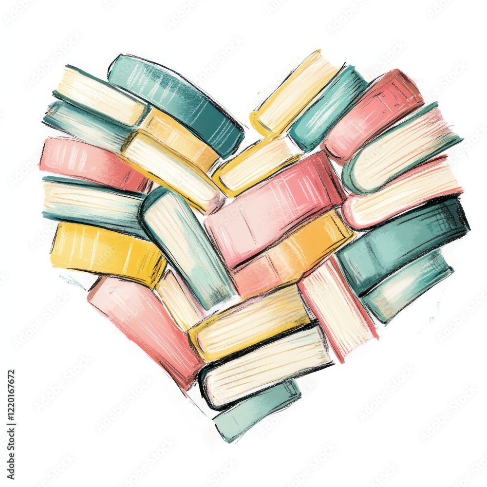 Obraz premium A Heart Shaped Collection Of Books Arranged Beautifully