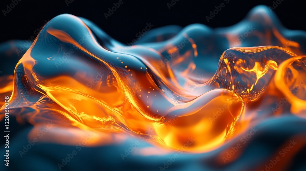 Obraz premium Abstract Glowing Waves of Orange and Blue