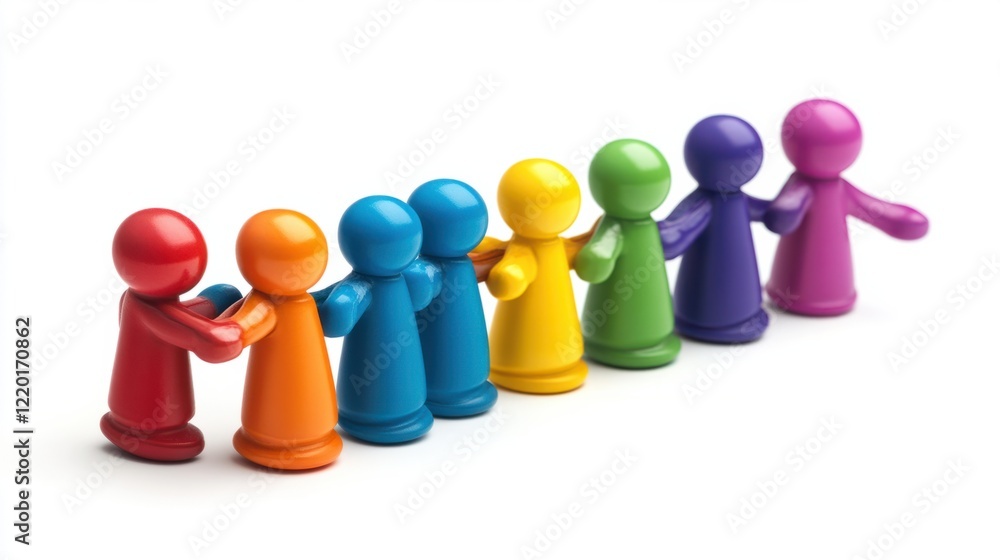 A 3D magnet pulling diverse icons of people in various colors, symbolizing a dynamic audience, isolated on white A 3D magnet pulling diverse icons of people in various colors, symbolizing a dynamic audience, isolated on white