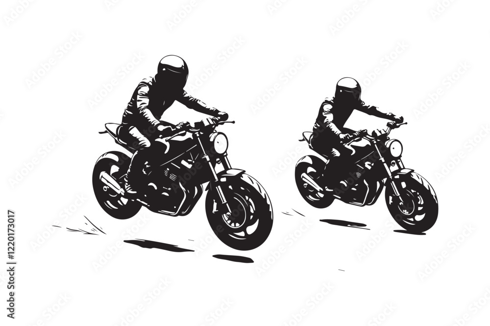Dynamic Motorcycle Racing Duo in Black and White Artwork Dynamic Motorcycle Racing Duo in Black and White Artwork