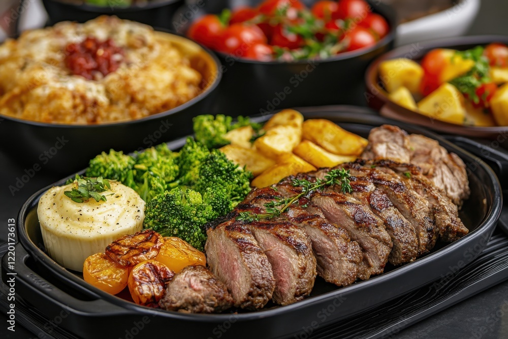 Healthy Air Fried Dinner Meal with Fresh Sides Healthy Air Fried Dinner Meal with Fresh Sides