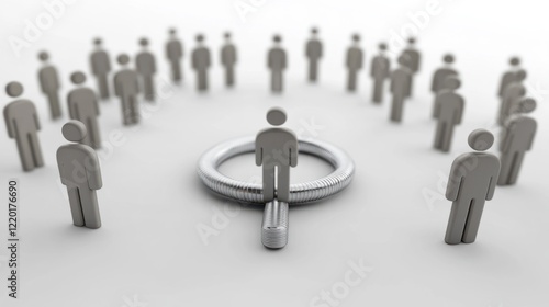 Wallpaper Mural A minimalist magnet surrounded by floating human shapes, symbolizing audience attraction, isolated on white Torontodigital.ca