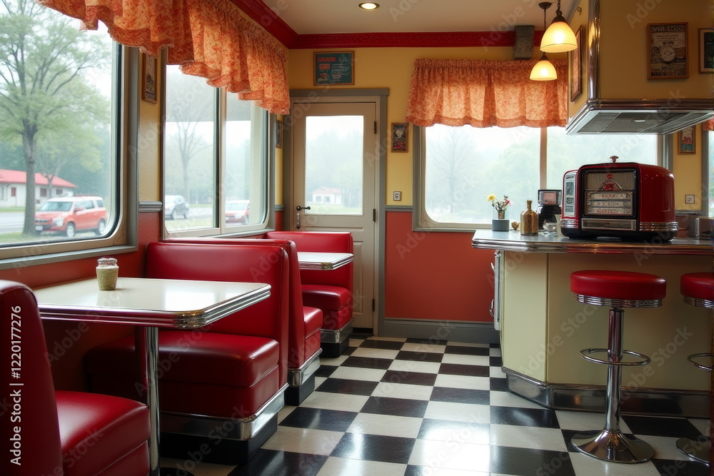 Naklejka premium Restaurant with Retro and Vintage Aesthetics theme