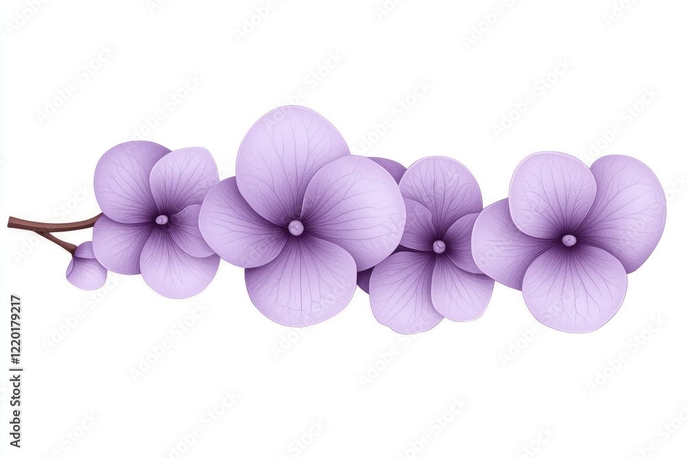 Obraz premium Beautiful lilac flowers arranged elegantly, showcasing delicate petals and vibrant colors against a white background