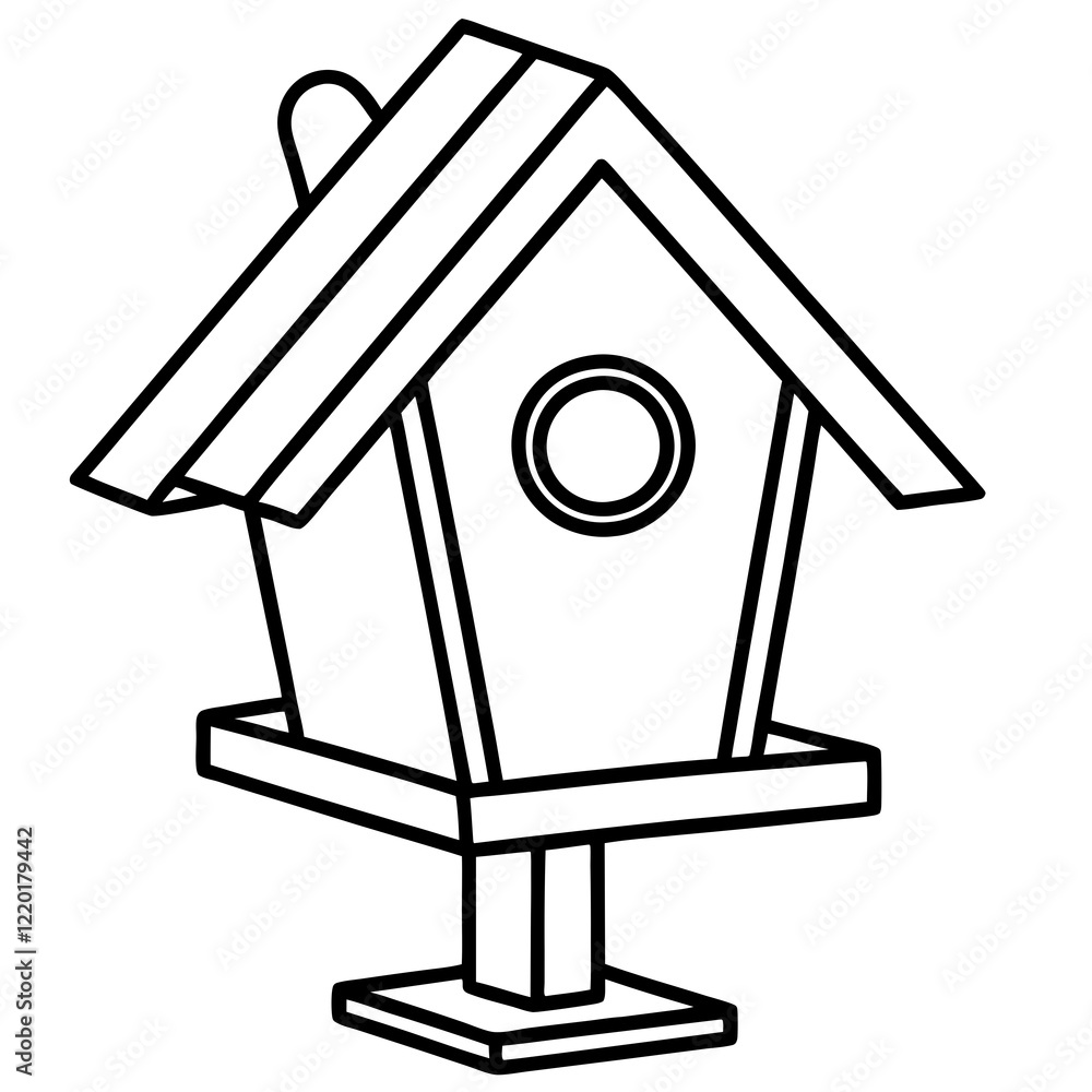 Whimsical Birdhouse Line Illustrations Whimsical Birdhouse Line Illustrations