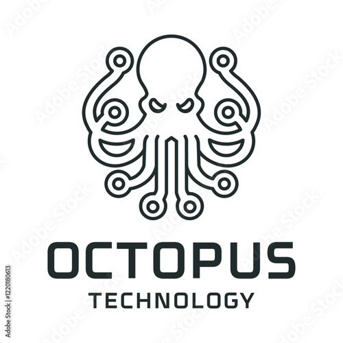 modern LOGO octopus technology logo design abstrack vector