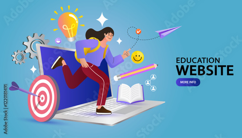 Webinar and online education. Distance learning, recorded classes, video tutorial metaphors. online educational. Home education, remote university graduation. e-learning and podcast. Vector flat.