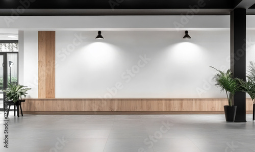 Fototapeta Naklejka Na Ścianę i Meble -  Modern interior space with minimalist design and natural elements in urban location