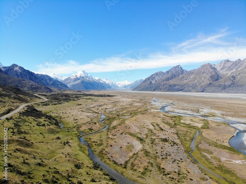 ニュージーランドの世界遺産「マウント・クック山」の空撮
