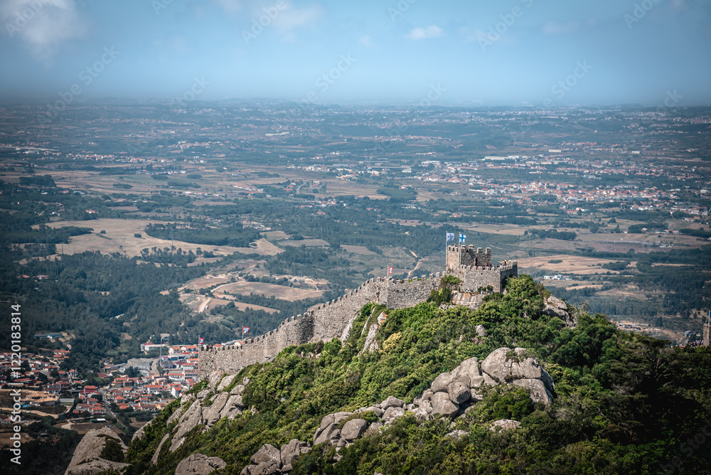 Castle of the Moors and Sintra Countryside from Pena Palace - Sintra, Portugal Castle of the Moors and Sintra Countryside from Pena Palace - Sintra, Portugal