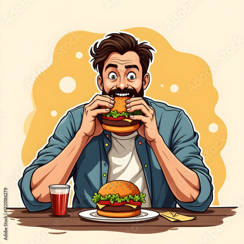 man eating pizza