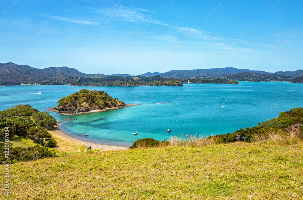 Round Island, Urupukapuka Island, Bay of Islands, North Island, New Zealand, Oceania. Round Island, Urupukapuka Island, Bay of Islands, North Island, New Zealand, Oceania.