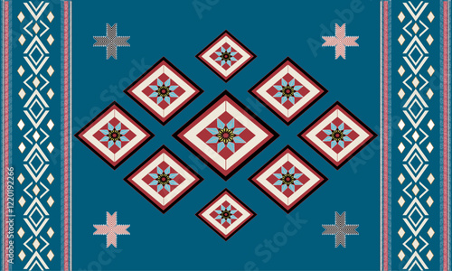 Navajo tribal vector seamless pattern. Native American ornament. Ethnic South Western decor style. Boho geometric ornament. Vector seamless pattern. Mexican blanket, rug. Woven carpet illustration
