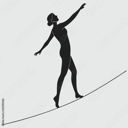 a tightrope walker balancing silhouette vector design art and illustration