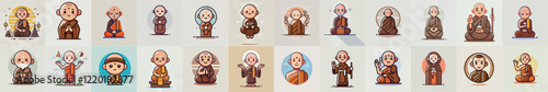 vector set of buddhist religious leader character