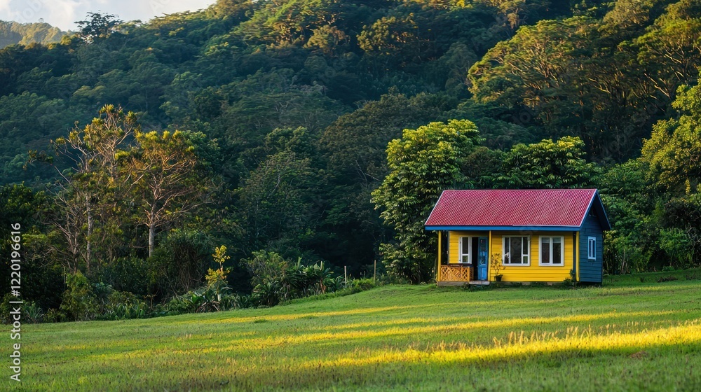 Fototapeta premium A tiny house isolated in a quiet rural area.