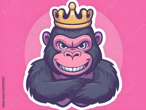 King Gorilla Mascot Illustration Cartoon Character Design photo