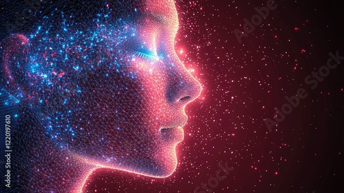 Abstract Digital Portrait of a Woman in Profile