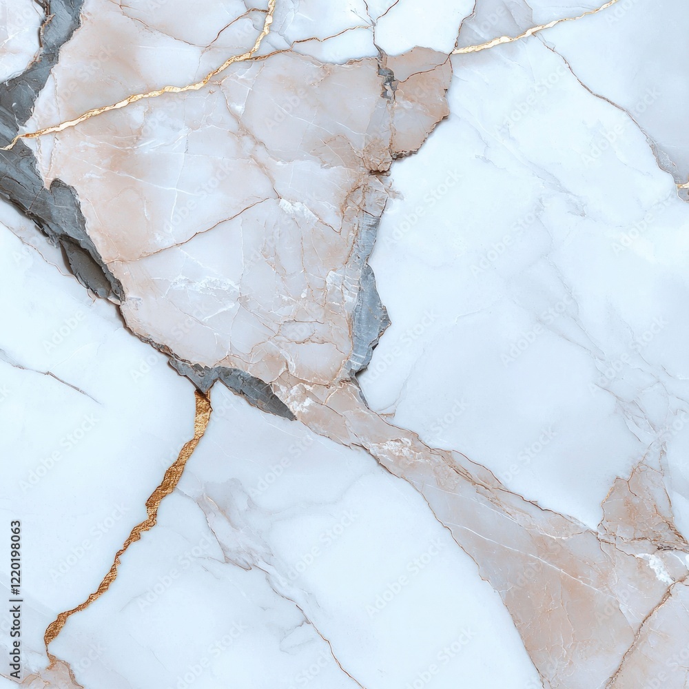 Fototapeta premium Elegant White Marble Texture with Golden Veins Luxury Background