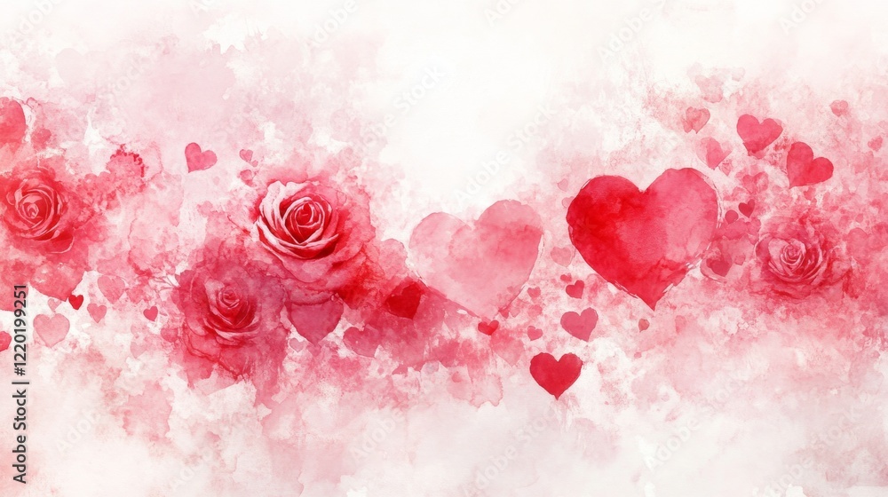 Red Pink Heart Rose family Valentine's Day Love Paint Graphics Watercolor painting Floral design Red Pink Heart Rose family Valentine's Day Love Paint Graphics Watercolor painting Floral design