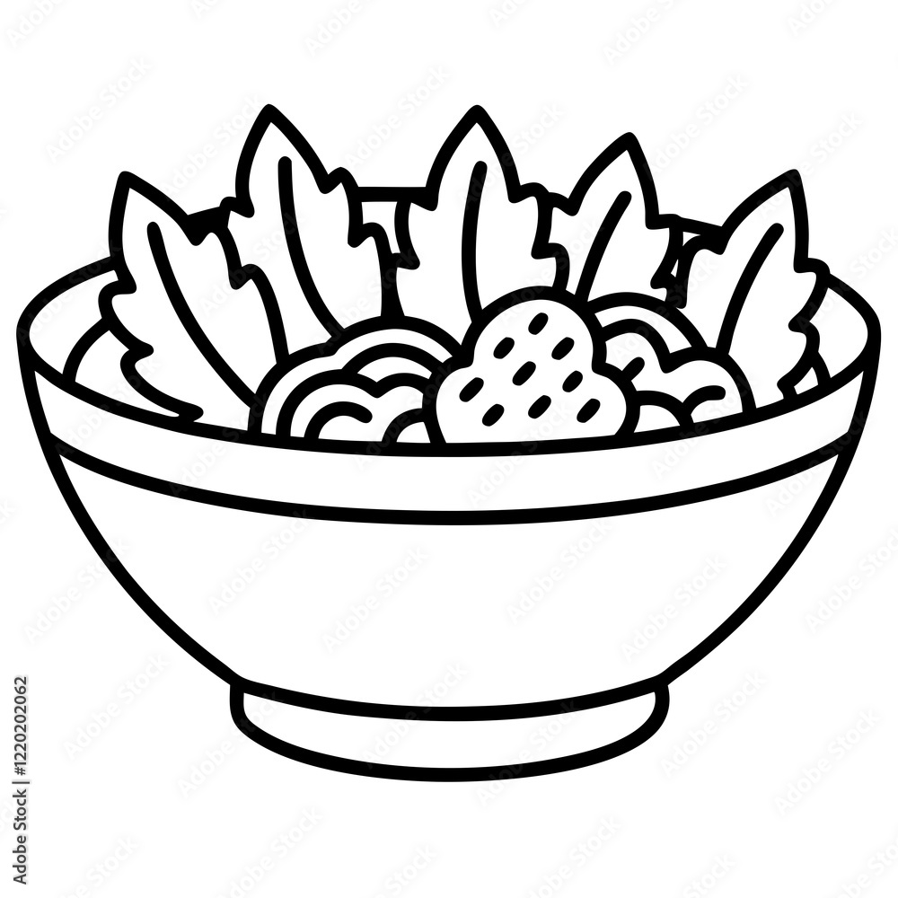 Abstract Salad Bowl Line Art Concept Abstract Salad Bowl Line Art Concept