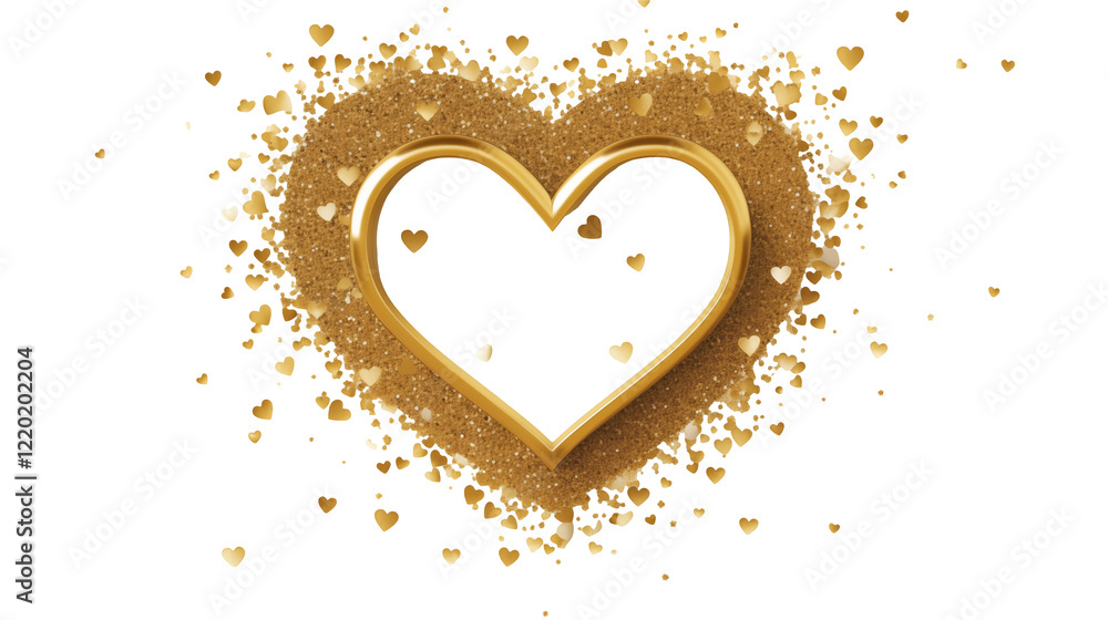 Golden Glitter Heart Frame for Valentines Day isolated on transparent background Golden Glitter Heart Frame for Valentines Day isolated on transparent background