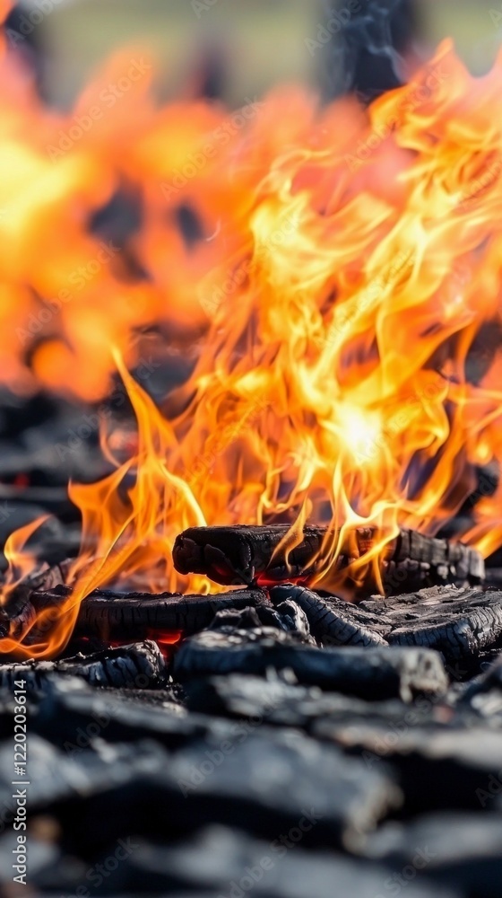 Fiery Flames Burning Embers Glowing Charcoal Fire Pit Heat Energy Hot Fiery Flames Burning Embers Glowing Charcoal Fire Pit Heat Energy Hot