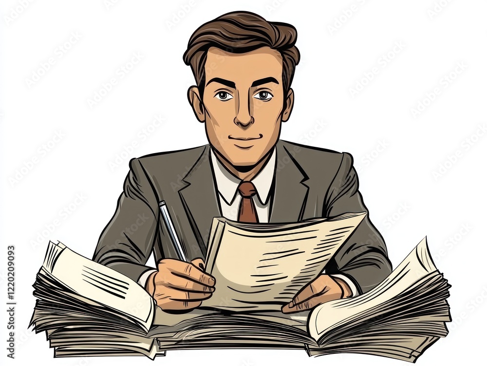 Journalist - Journalist reporting news and writing articles, in a newsroom or field setting, on a White Background. Journalist - Journalist reporting news and writing articles, in a newsroom or field setting, on a White Background.