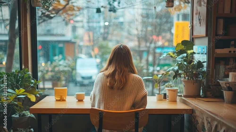 Woman Sitting Alone at a Woman Sitting Alone at a