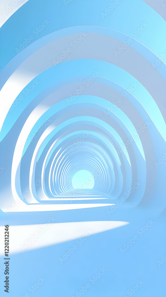 Fototapeta premium Blue Archway Tunnel, Abstract Background, Future Concept