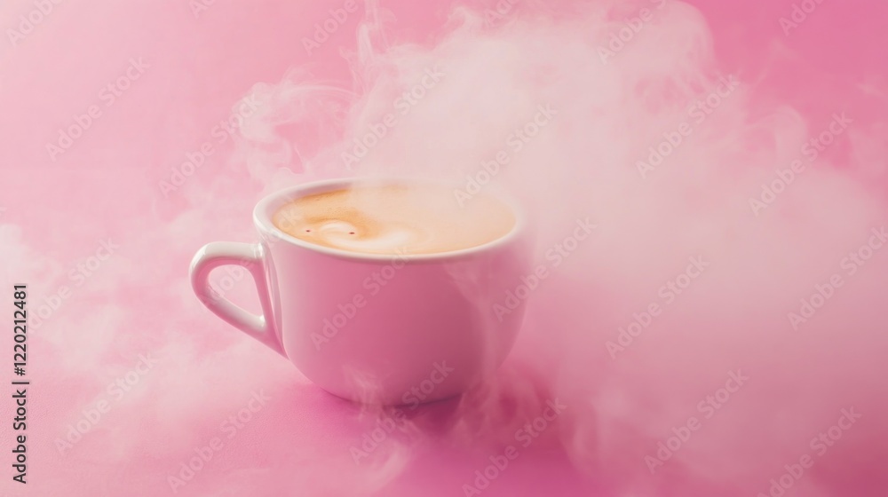 Steaming coffee cup on pink background (1) Steaming coffee cup on pink background (1)