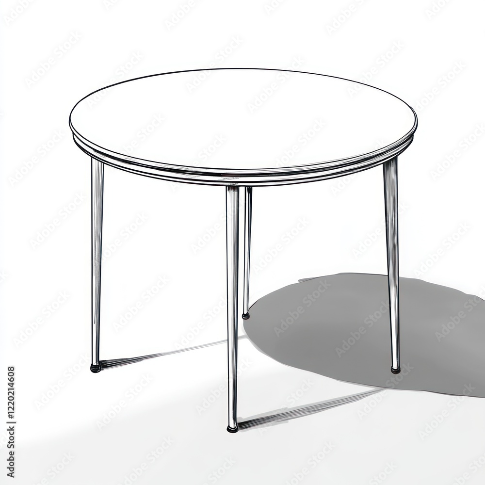 A simple round table design sketch illustration A simple round table design sketch illustration