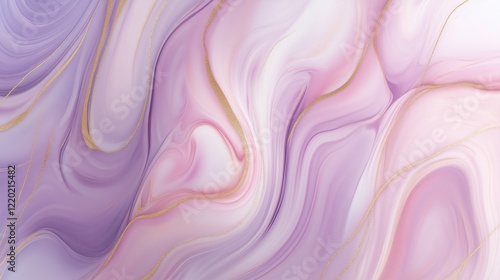 A serene blend of soft pastel pink and gentle lavender swirls, accented with delicate golden lines that weave through the fluid texture, creating a dreamy, marbled effect.