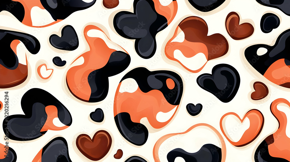 Abstract heart pattern, vibrant colors, seamless design, textile print Abstract heart pattern, vibrant colors, seamless design, textile print