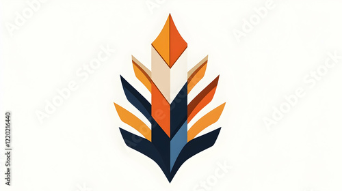 Abstract stylized leaf design, geometric pattern, white background, for branding or decoration