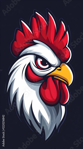 Wallpaper Mural Angry rooster head, graphic design, dark background, mascot illustration Torontodigital.ca