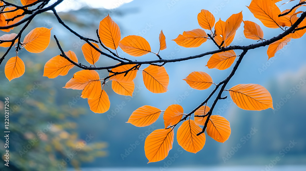 Autumn leaves branch lake background; nature wallpaper Autumn leaves branch lake background; nature wallpaper